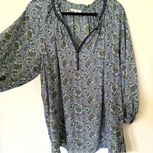 Max Studio Blue Paisley Blouse